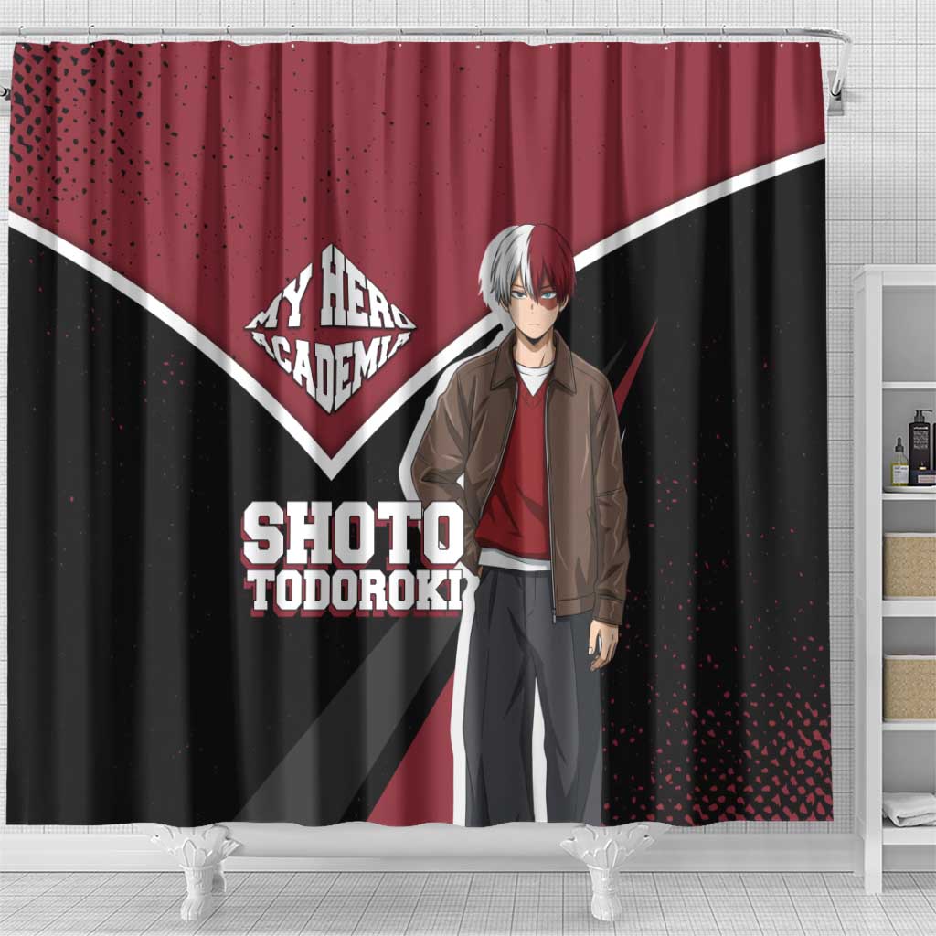 Shoto Todoroki My Hero Academia Shower Curtain Anime Grunge Splatter Graphic Style