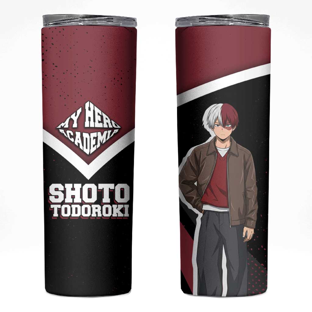 Shoto Todoroki My Hero Academia Skinny Tumbler Anime Grunge Splatter Graphic Style