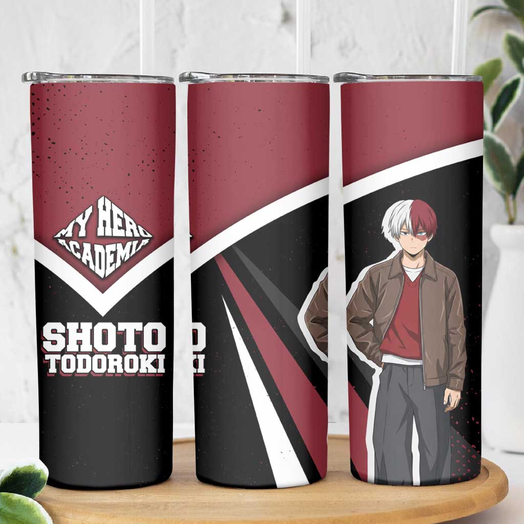 Shoto Todoroki My Hero Academia Skinny Tumbler Anime Grunge Splatter Graphic Style