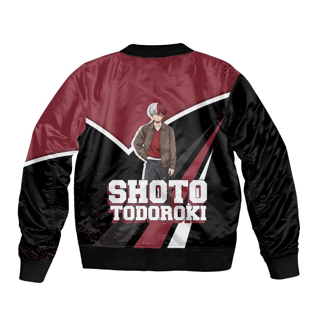Shoto Todoroki My Hero Academia Sleeve Zip Bomber Jacket Anime Grunge Splatter Graphic Style