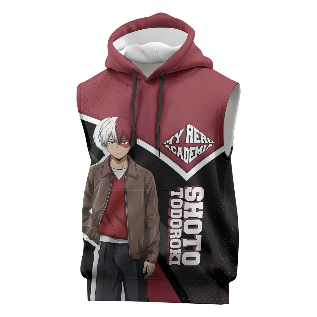 Shoto Todoroki My Hero Academia Sleeveless Hoodie Anime Grunge Splatter Graphic Style