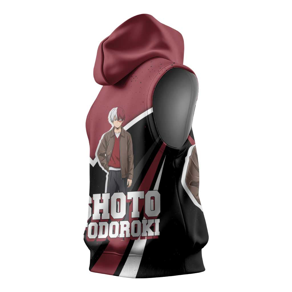 Shoto Todoroki My Hero Academia Sleeveless Hoodie Anime Grunge Splatter Graphic Style