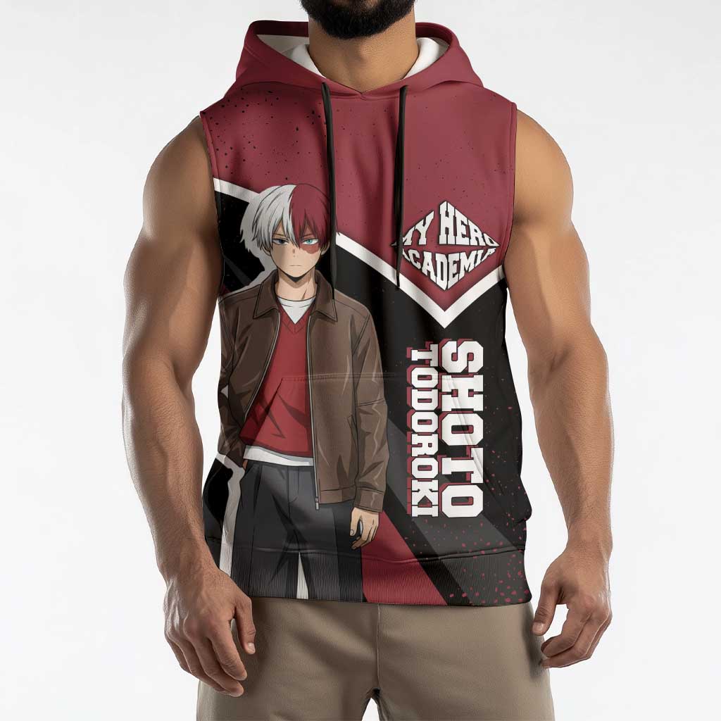 Shoto Todoroki My Hero Academia Sleeveless Hoodie Anime Grunge Splatter Graphic Style