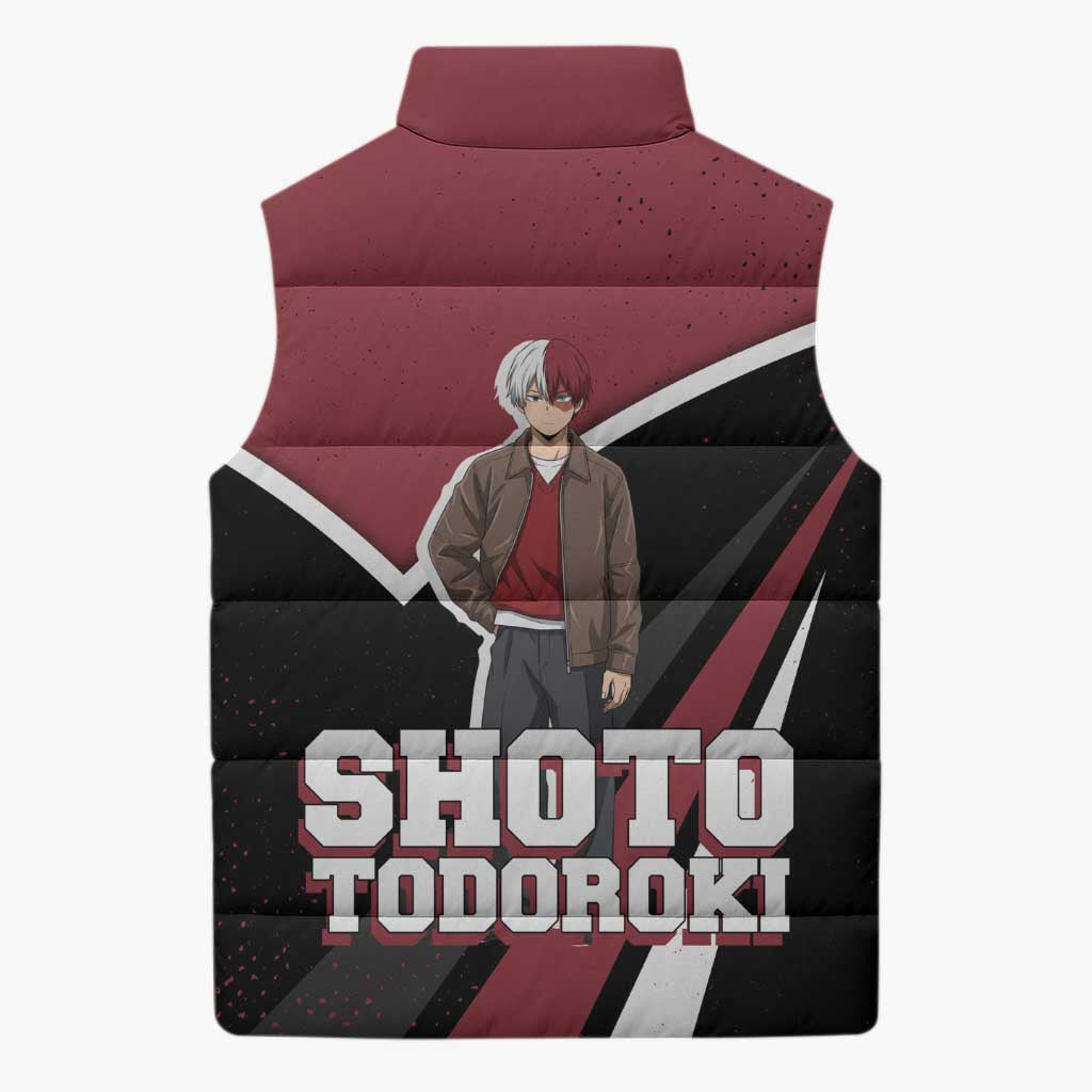 Shoto Todoroki My Hero Academia Sleeveless Puffer Jacket Anime Grunge Splatter Graphic Style