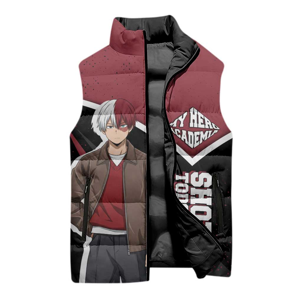 Shoto Todoroki My Hero Academia Sleeveless Puffer Jacket Anime Grunge Splatter Graphic Style