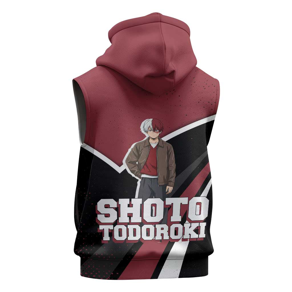Shoto Todoroki My Hero Academia Sleeveless Zip Hoodie Anime Grunge Splatter Graphic Style