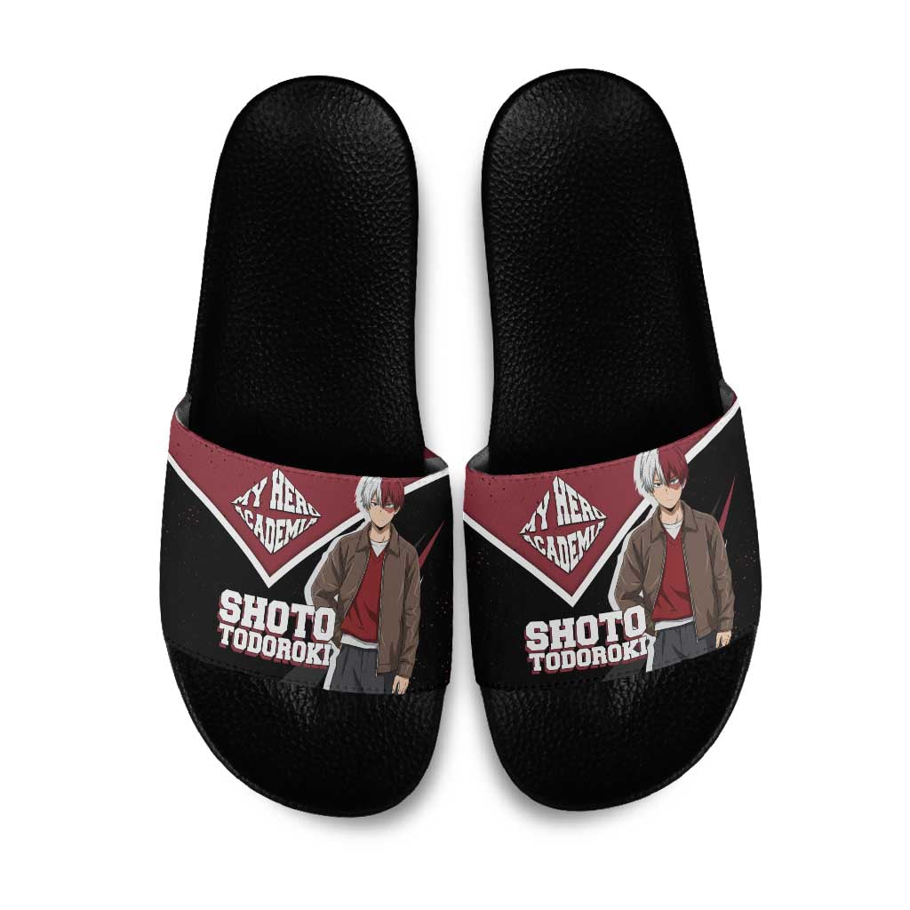 Shoto Todoroki My Hero Academia Slide Sandals Anime Grunge Splatter Graphic Style