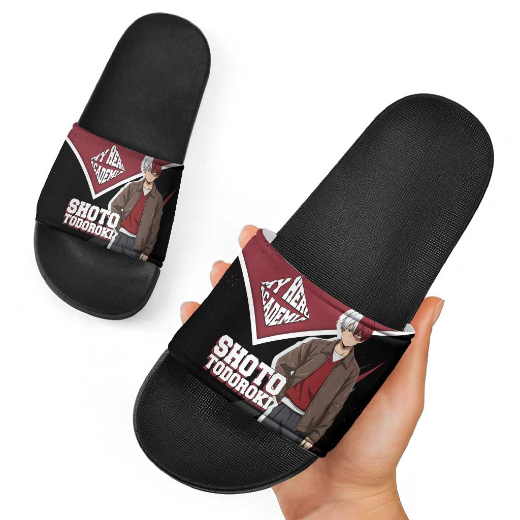 Shoto Todoroki My Hero Academia Slide Sandals Anime Grunge Splatter Graphic Style