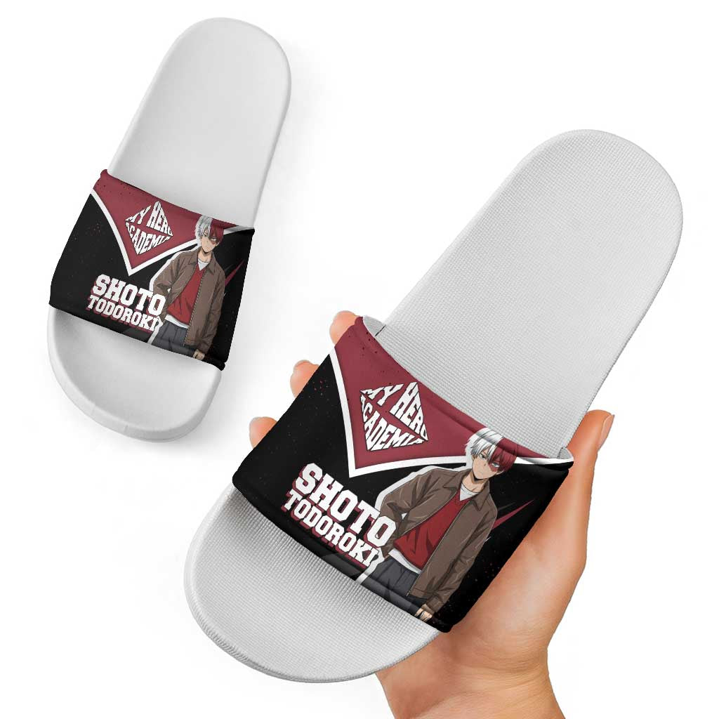 Shoto Todoroki My Hero Academia Slide Sandals Anime Grunge Splatter Graphic Style