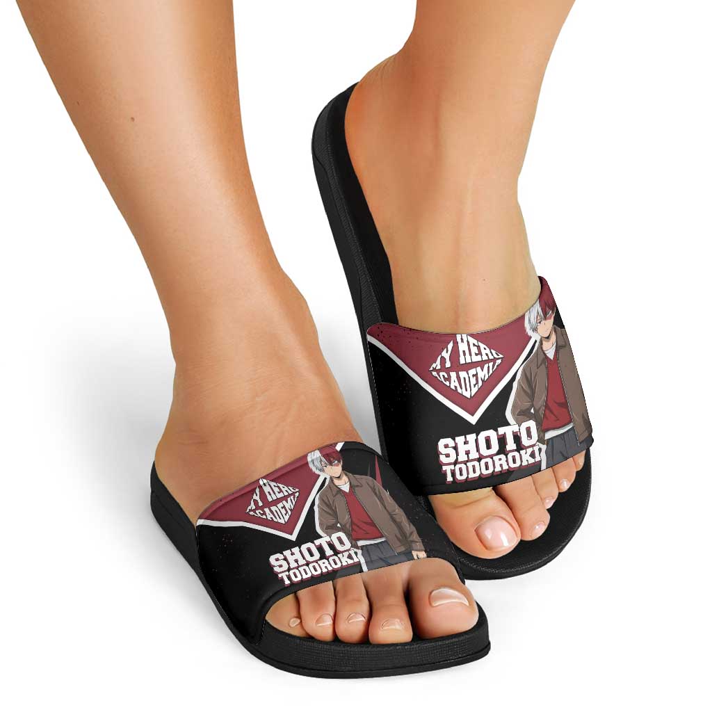 Shoto Todoroki My Hero Academia Slide Sandals Anime Grunge Splatter Graphic Style