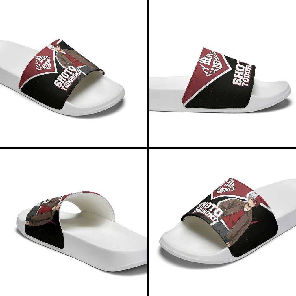 Shoto Todoroki My Hero Academia Slide Sandals Anime Grunge Splatter Graphic Style