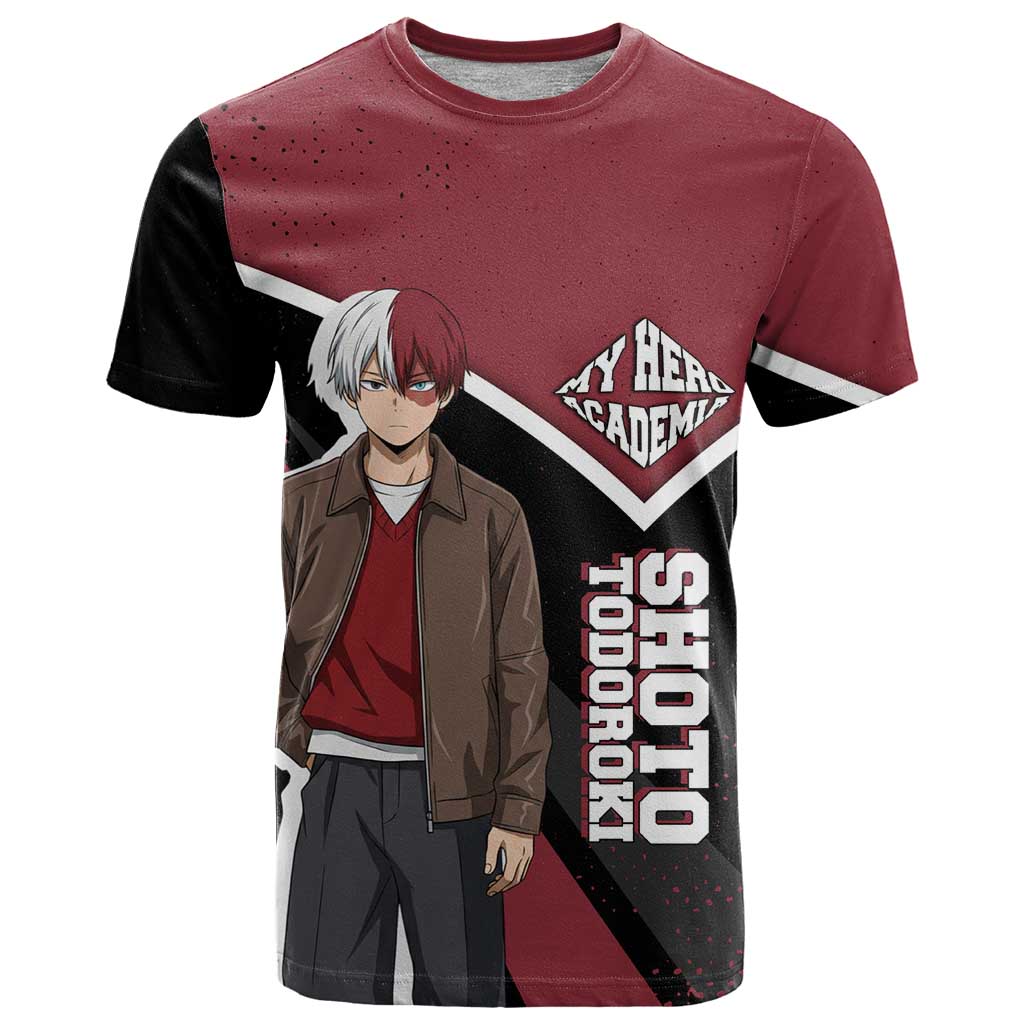 Shoto Todoroki My Hero Academia T Shirt Anime Grunge Splatter Graphic Style