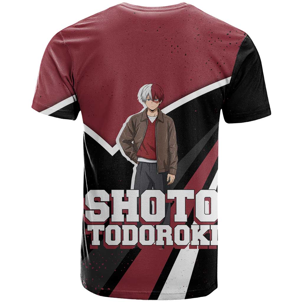 Shoto Todoroki My Hero Academia T Shirt Anime Grunge Splatter Graphic Style
