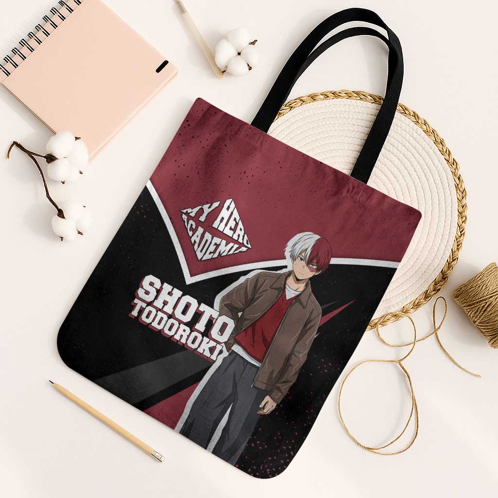 Shoto Todoroki My Hero Academia Tote Bag Anime Grunge Splatter Graphic Style
