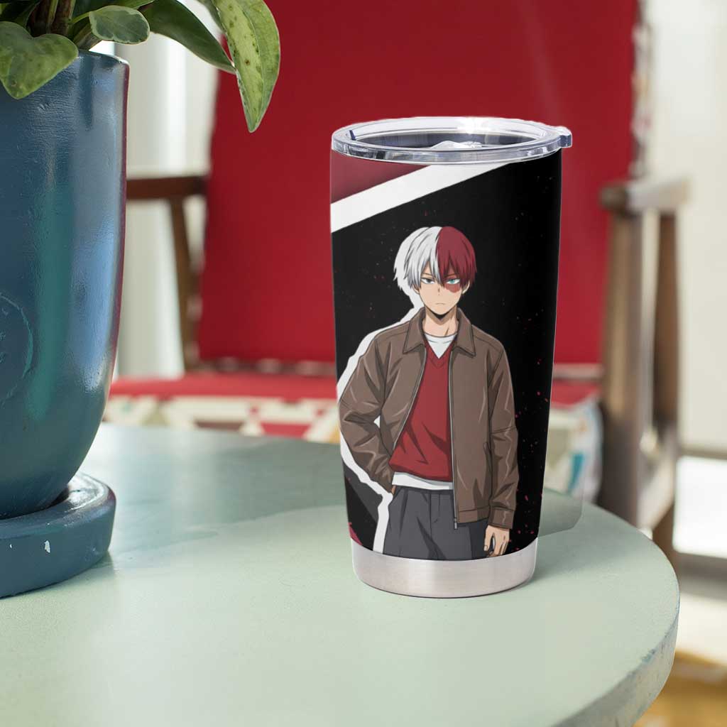 Shoto Todoroki My Hero Academia Tumbler Cup Anime Grunge Splatter Graphic Style