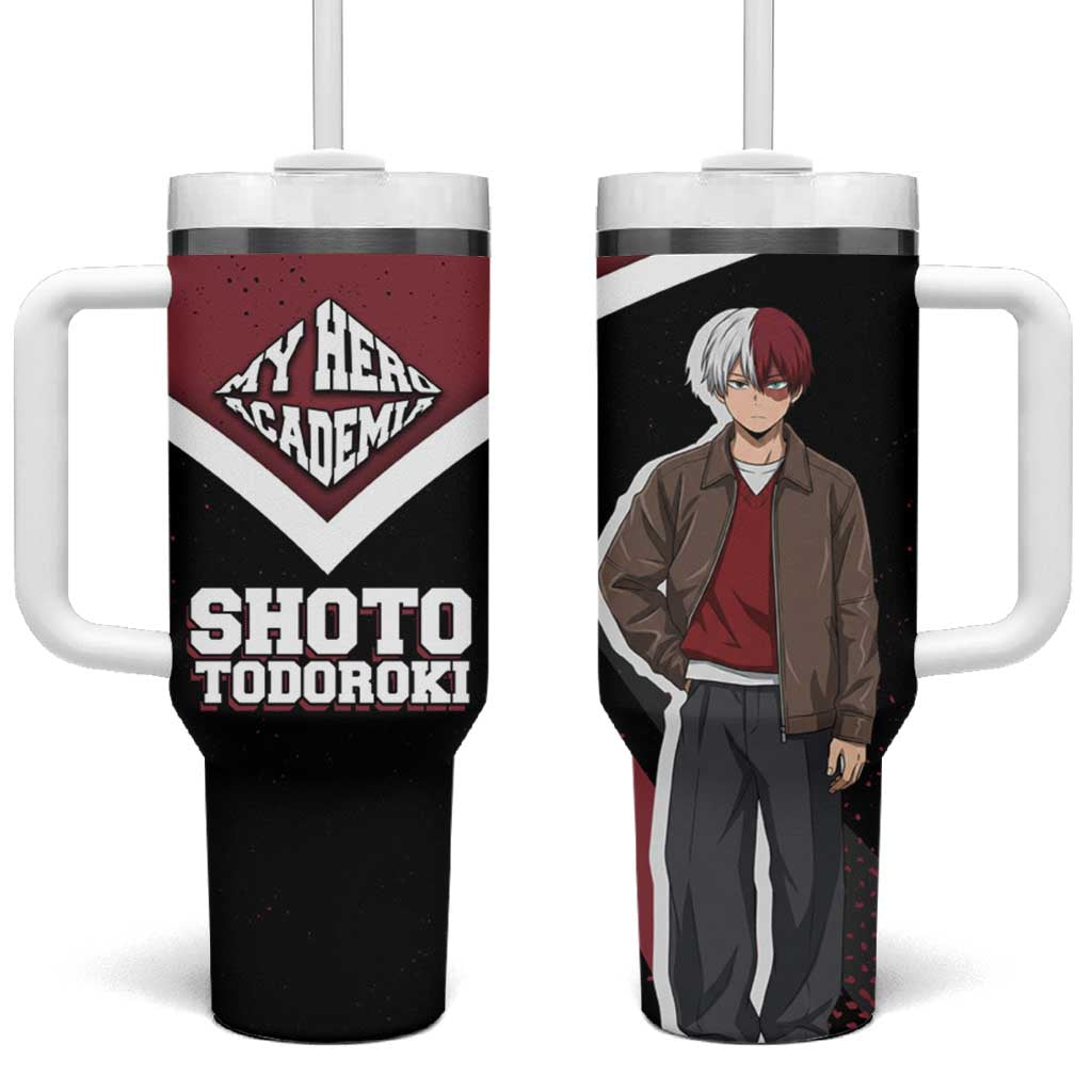 Shoto Todoroki My Hero Academia Tumbler With Handle Anime Grunge Splatter Graphic Style