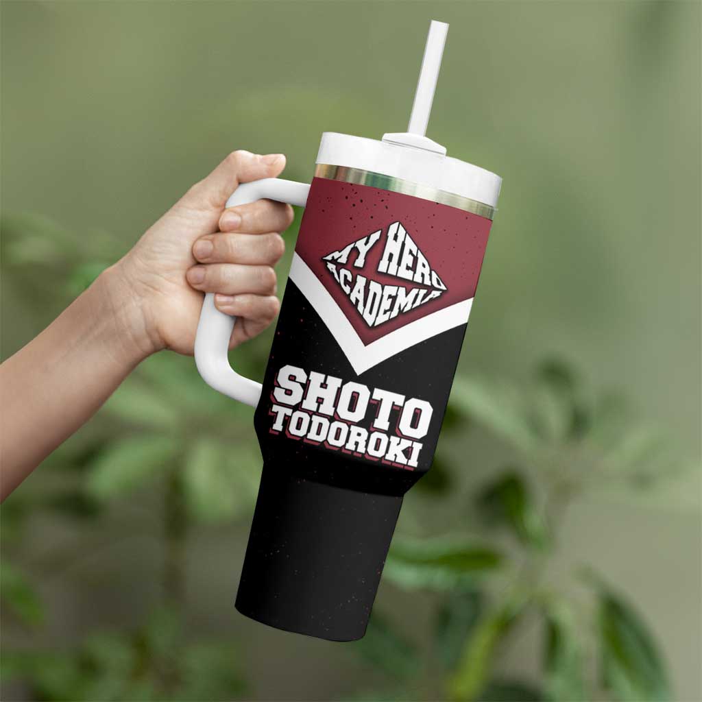 Shoto Todoroki My Hero Academia Tumbler With Handle Anime Grunge Splatter Graphic Style