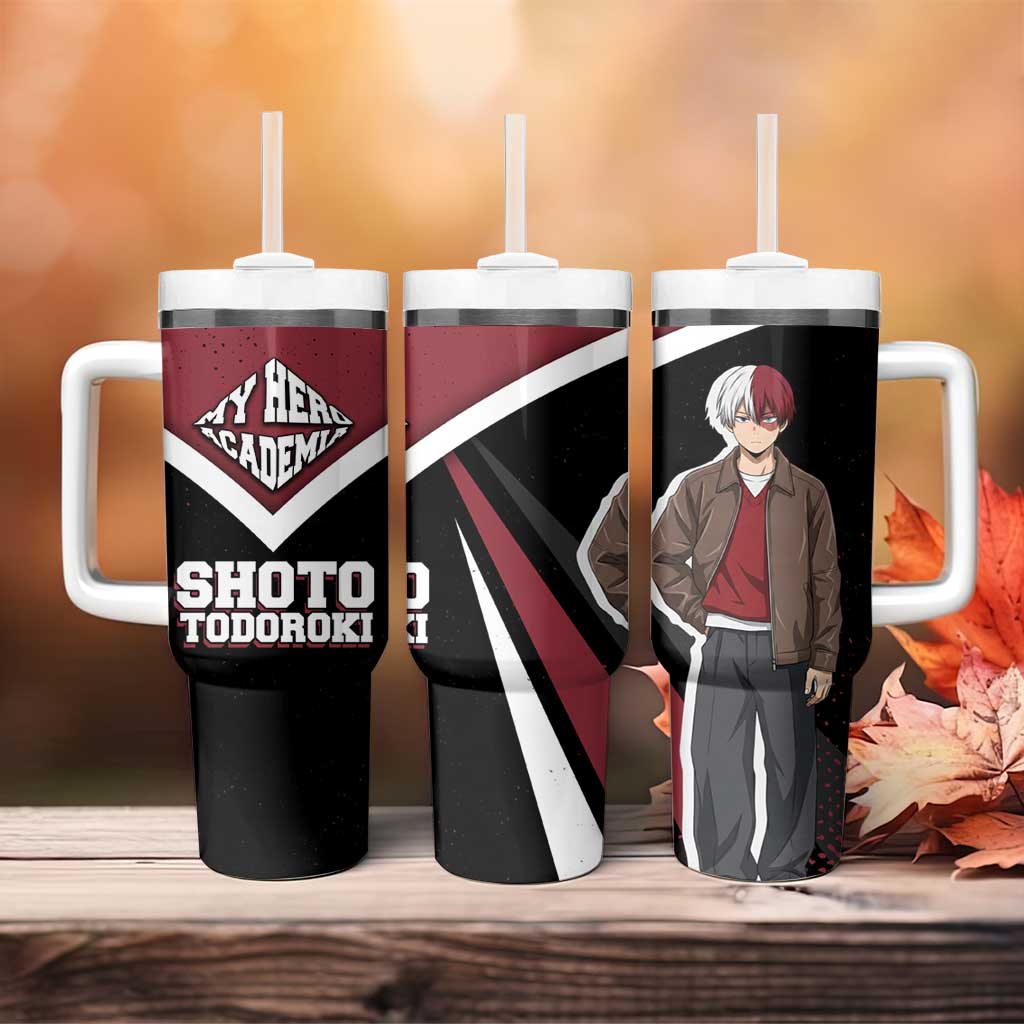 Shoto Todoroki My Hero Academia Tumbler With Handle Anime Grunge Splatter Graphic Style