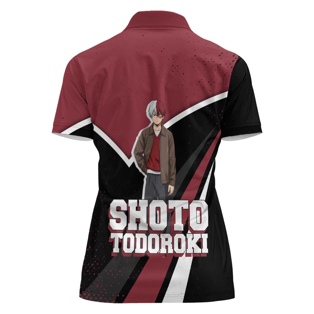 Shoto Todoroki My Hero Academia Women Polo Shirt Anime Grunge Splatter Graphic Style