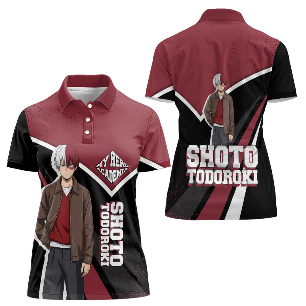 Shoto Todoroki My Hero Academia Women Polo Shirt Anime Grunge Splatter Graphic Style