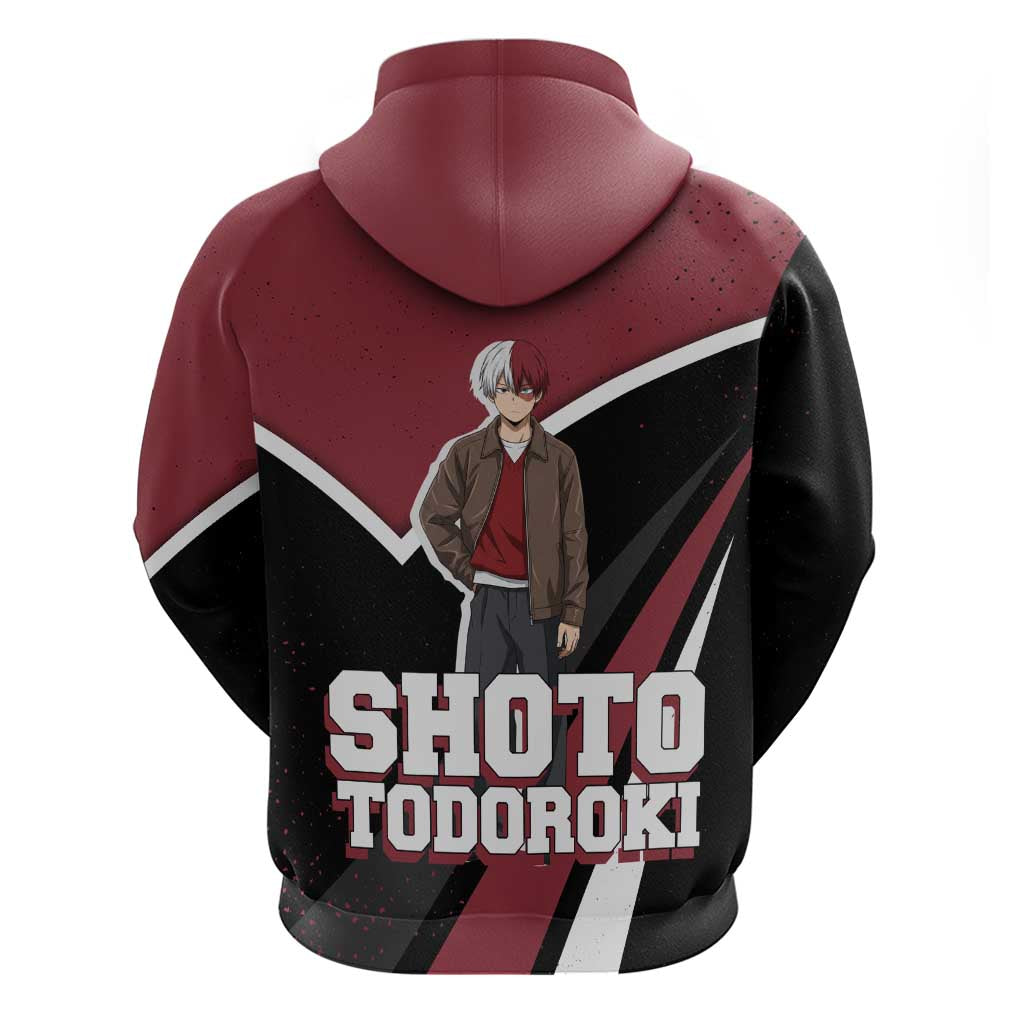 Shoto Todoroki My Hero Academia Zip Hoodie Anime Grunge Splatter Graphic Style