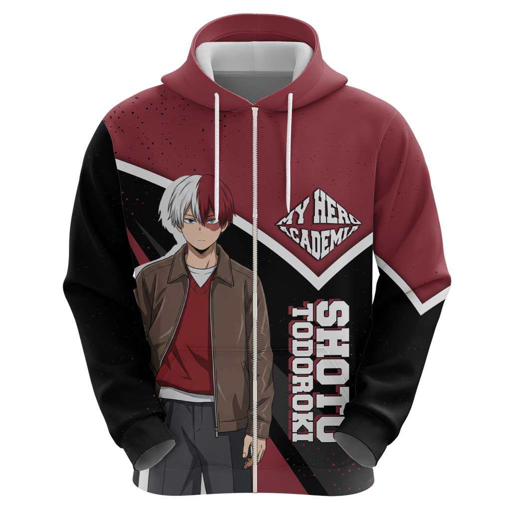 Shoto Todoroki My Hero Academia Zip Hoodie Anime Grunge Splatter Graphic Style