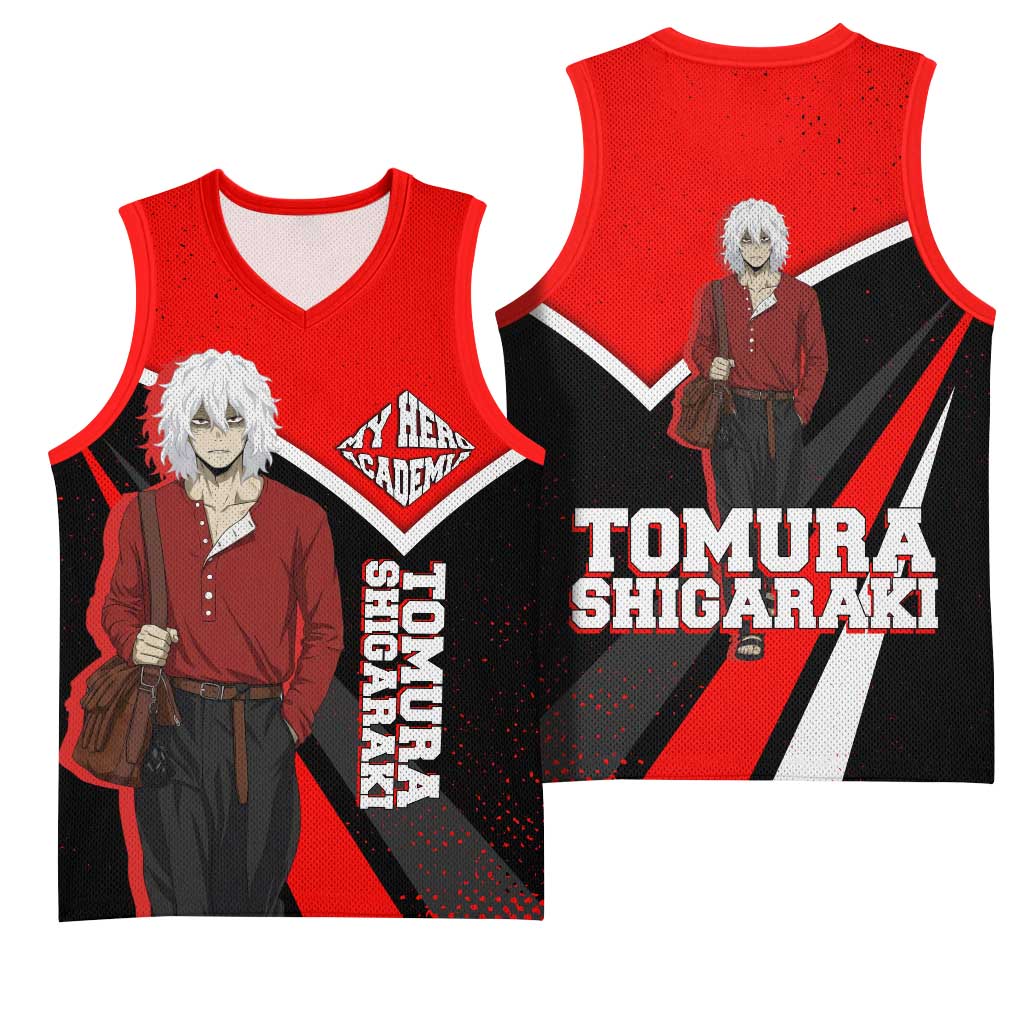 Tomura Shigaraki My Hero Academia Basketball Jersey Anime Grunge Splatter Graphic Style