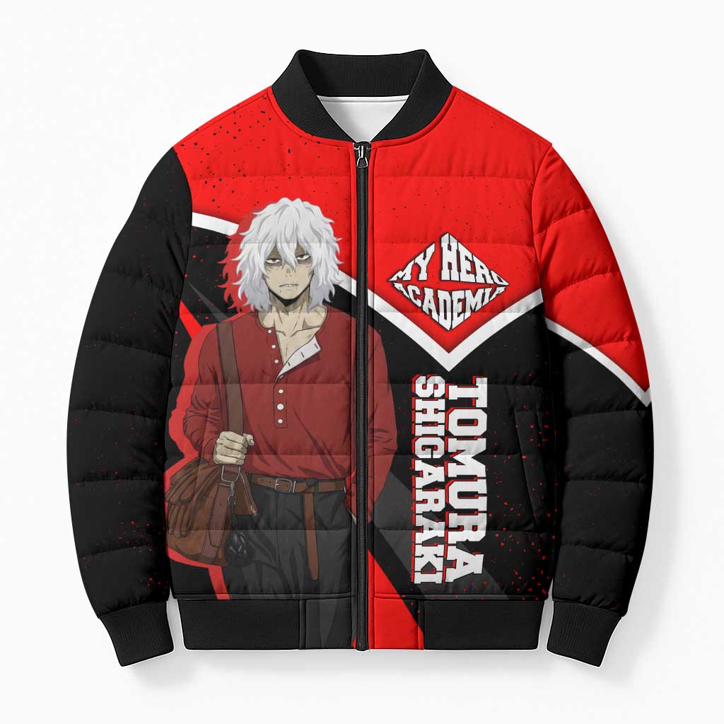 Tomura Shigaraki My Hero Academia Bomber Puffer Jacket Anime Grunge Splatter Graphic Style
