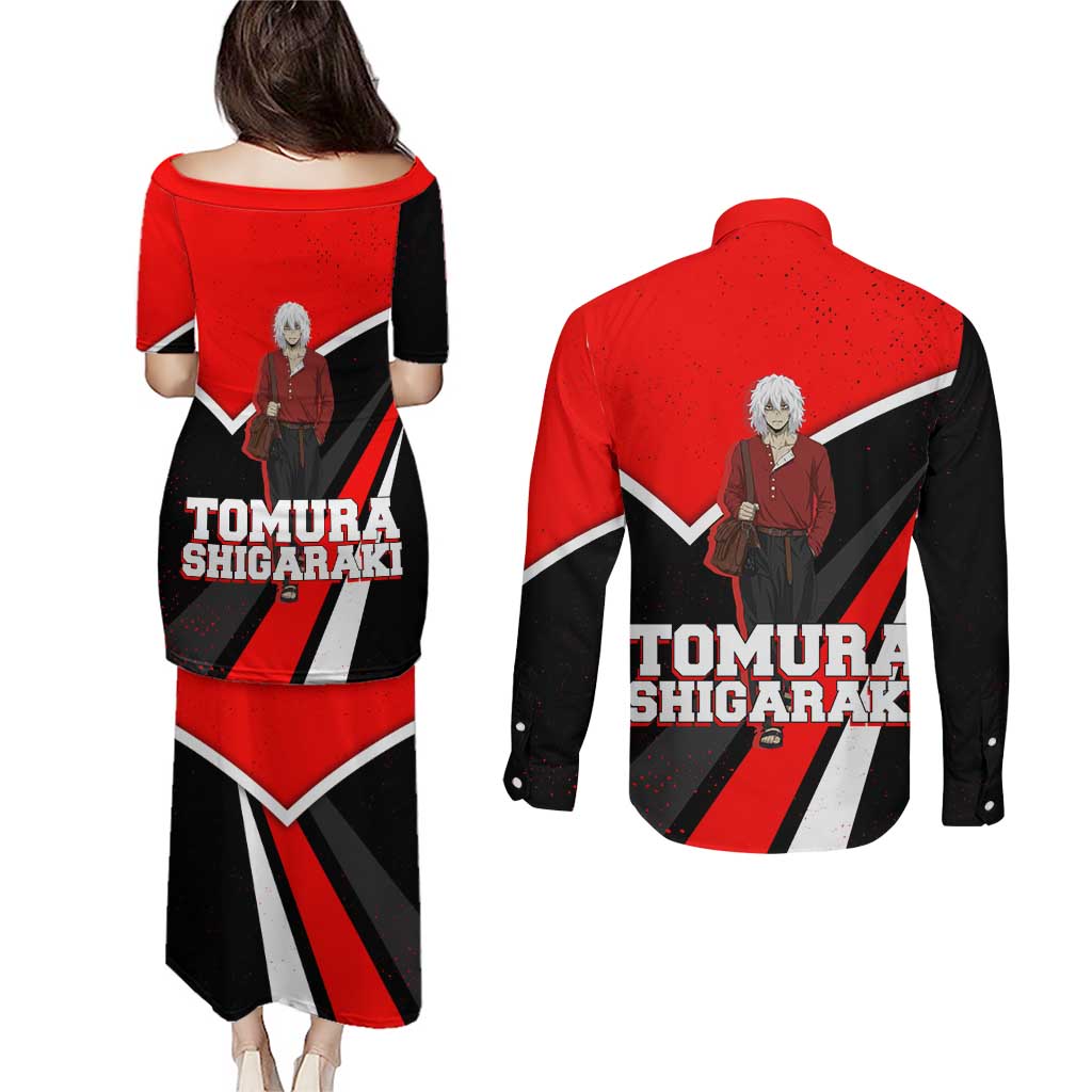 Tomura Shigaraki My Hero Academia Couples Matching Puletasi and Long Sleeve Button Shirt Anime Grunge Splatter Graphic Style