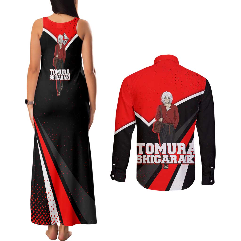 Tomura Shigaraki My Hero Academia Couples Matching Tank Maxi Dress and Long Sleeve Button Shirt Anime Grunge Splatter Graphic Style