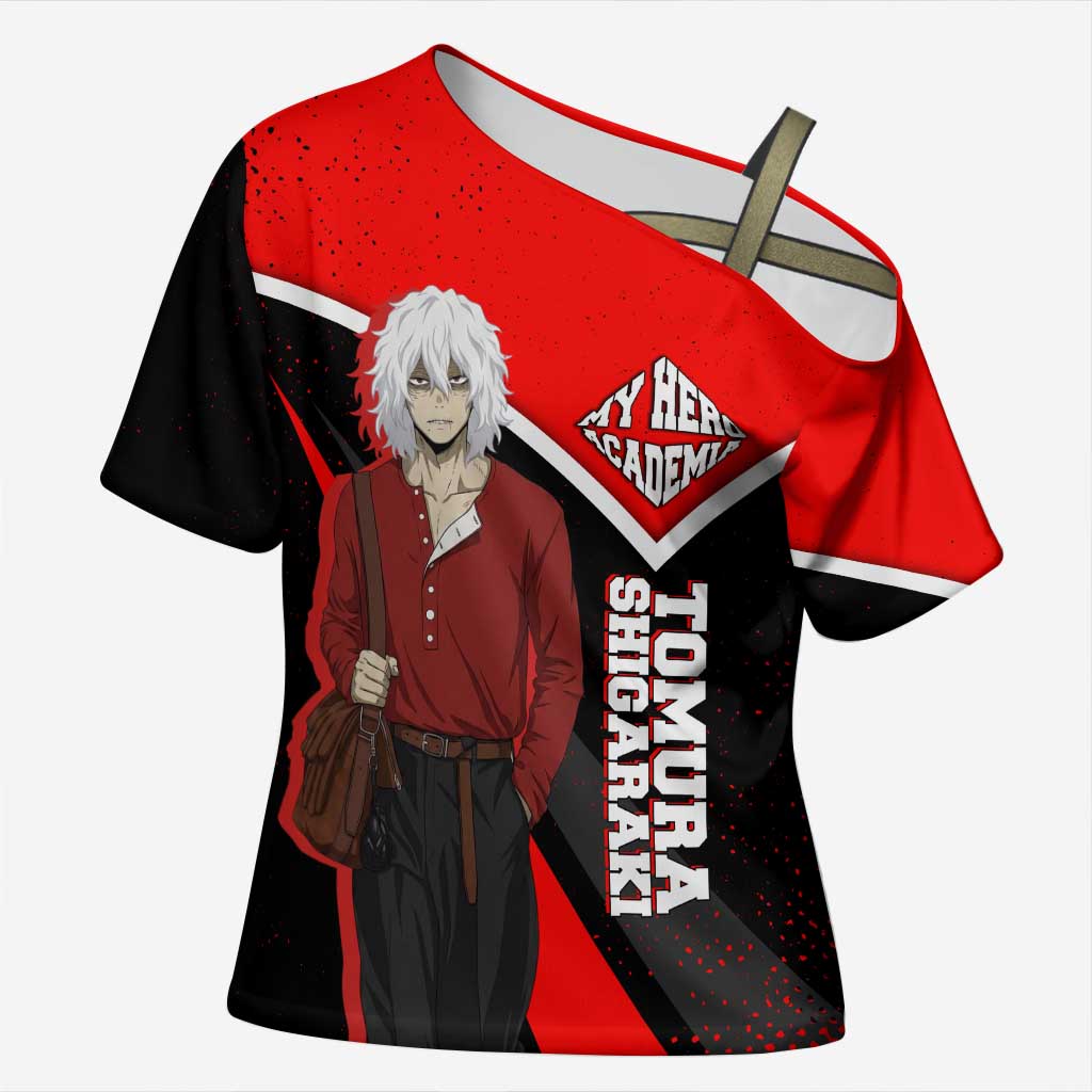 Tomura Shigaraki My Hero Academia Cross Shoulder Shirt Anime Grunge Splatter Graphic Style