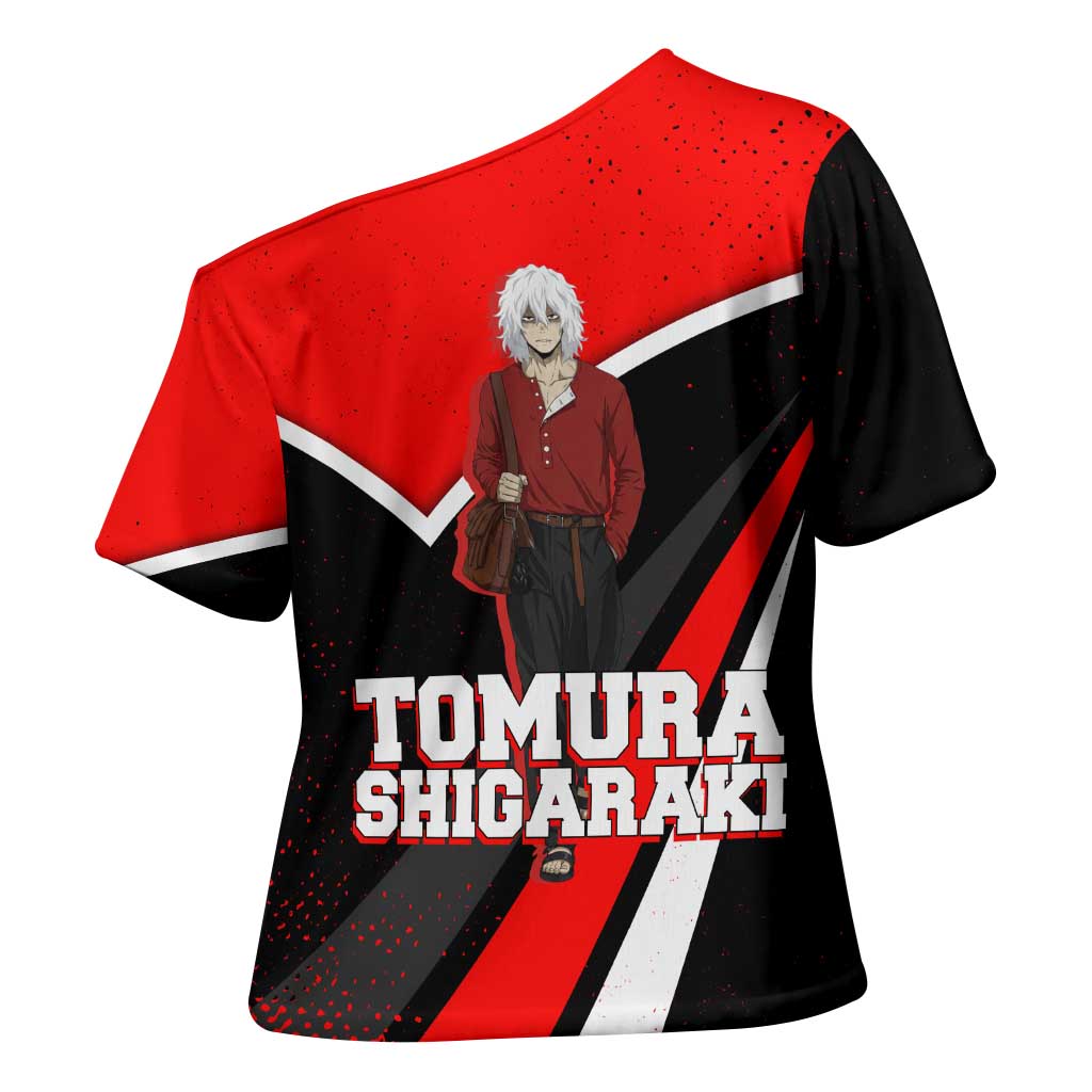 Tomura Shigaraki My Hero Academia Cross Shoulder Shirt Anime Grunge Splatter Graphic Style