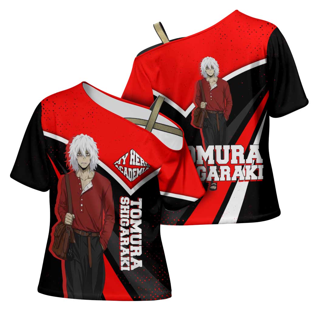 Tomura Shigaraki My Hero Academia Cross Shoulder Shirt Anime Grunge Splatter Graphic Style