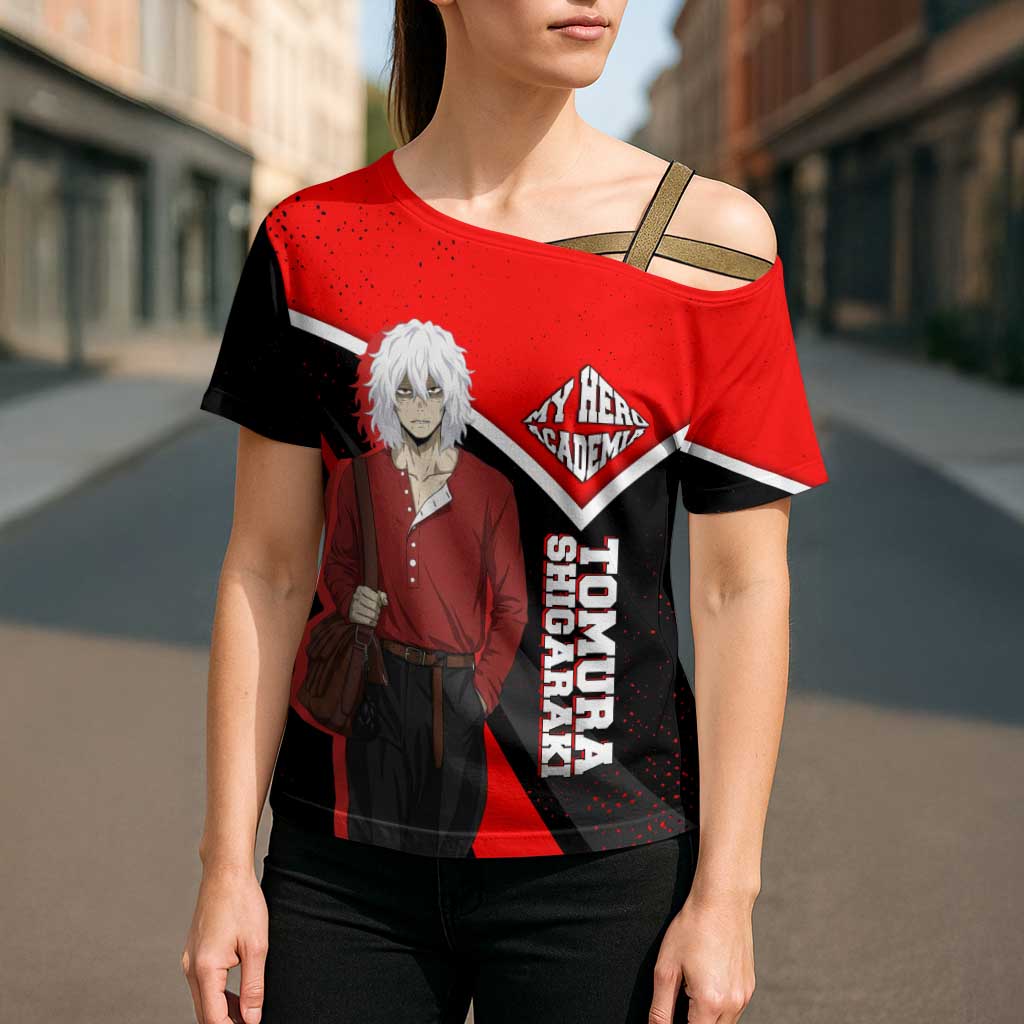 Tomura Shigaraki My Hero Academia Cross Shoulder Shirt Anime Grunge Splatter Graphic Style