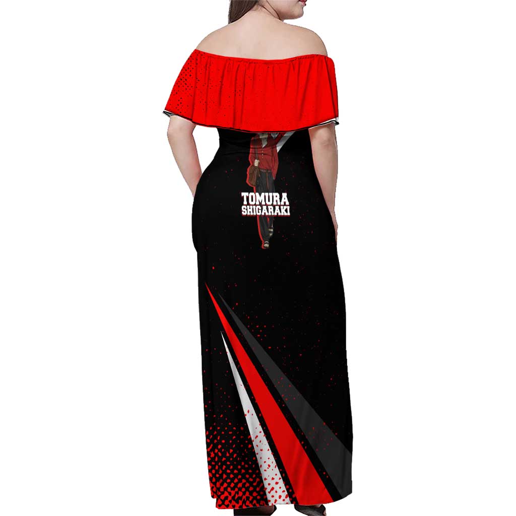 Tomura Shigaraki My Hero Academia Family Matching Off Shoulder Maxi Dress and Hawaiian Shirt Anime Grunge Splatter Graphic Style