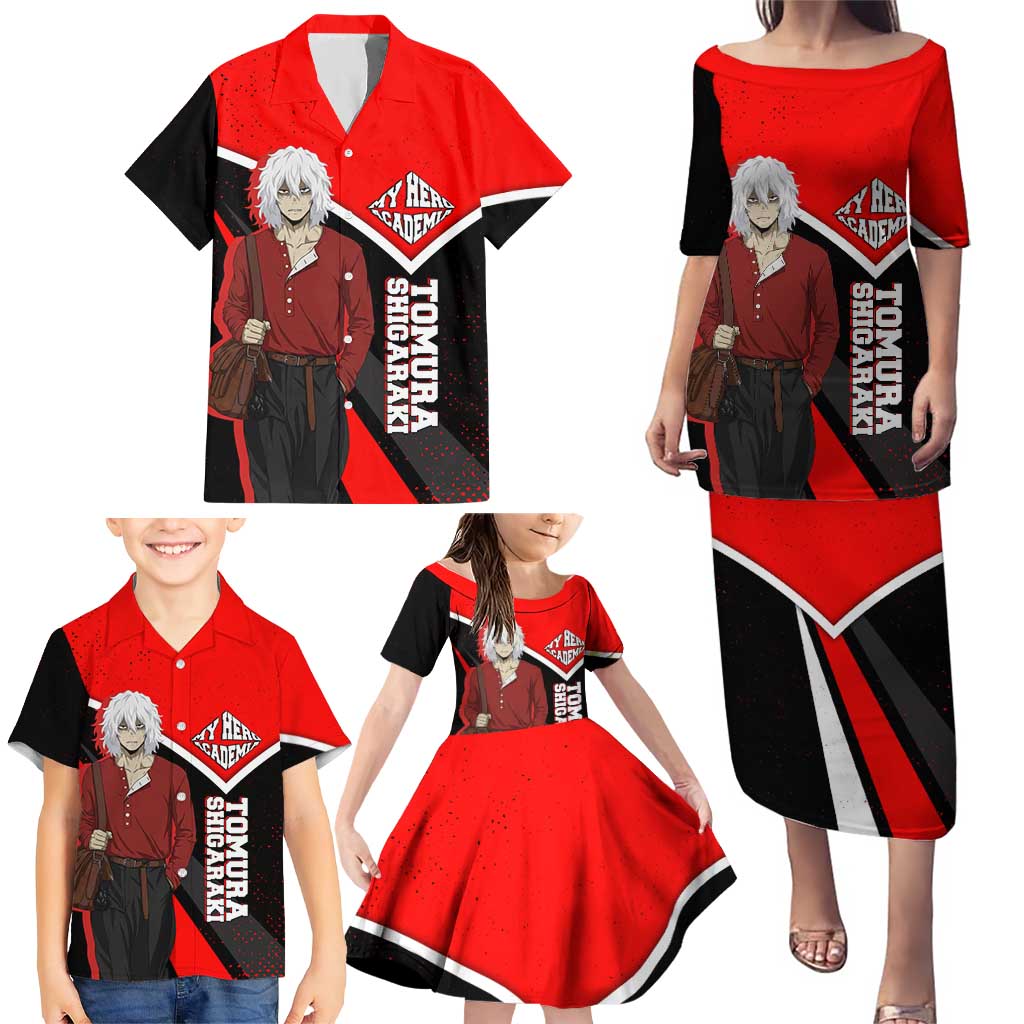 Tomura Shigaraki My Hero Academia Family Matching Puletasi and Hawaiian Shirt Anime Grunge Splatter Graphic Style