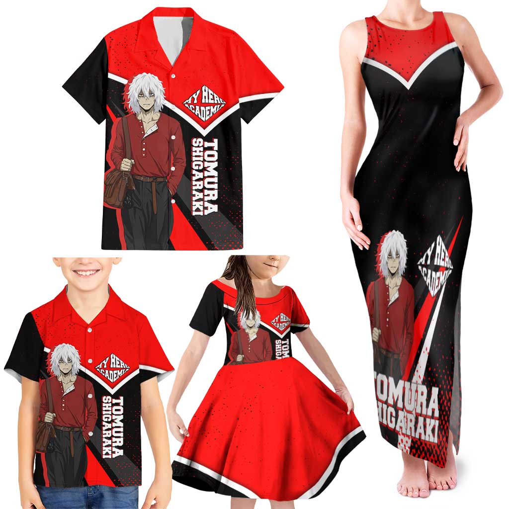 Tomura Shigaraki My Hero Academia Family Matching Tank Maxi Dress and Hawaiian Shirt Anime Grunge Splatter Graphic Style