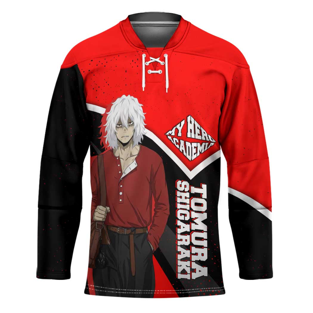 Tomura Shigaraki My Hero Academia Hockey Jersey Anime Grunge Splatter Graphic Style