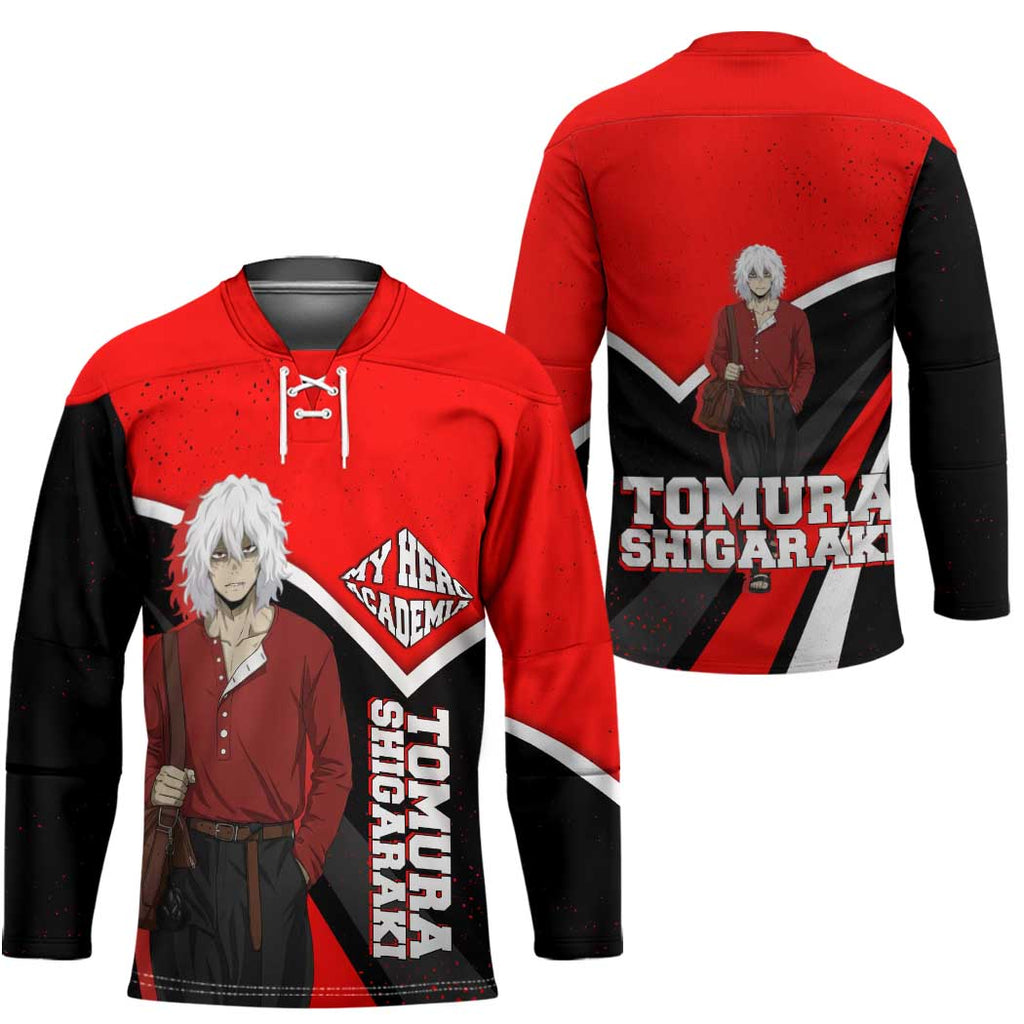 Tomura Shigaraki My Hero Academia Hockey Jersey Anime Grunge Splatter Graphic Style