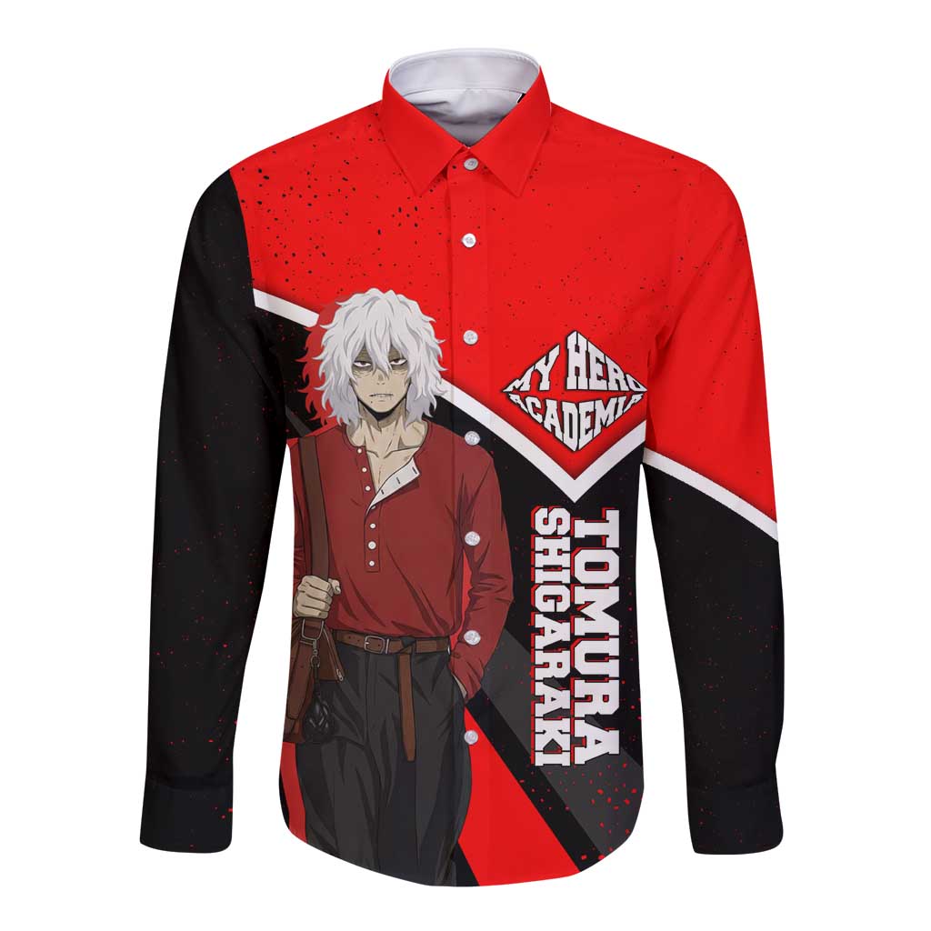 Tomura Shigaraki My Hero Academia Long Sleeve Button Shirt Anime Grunge Splatter Graphic Style