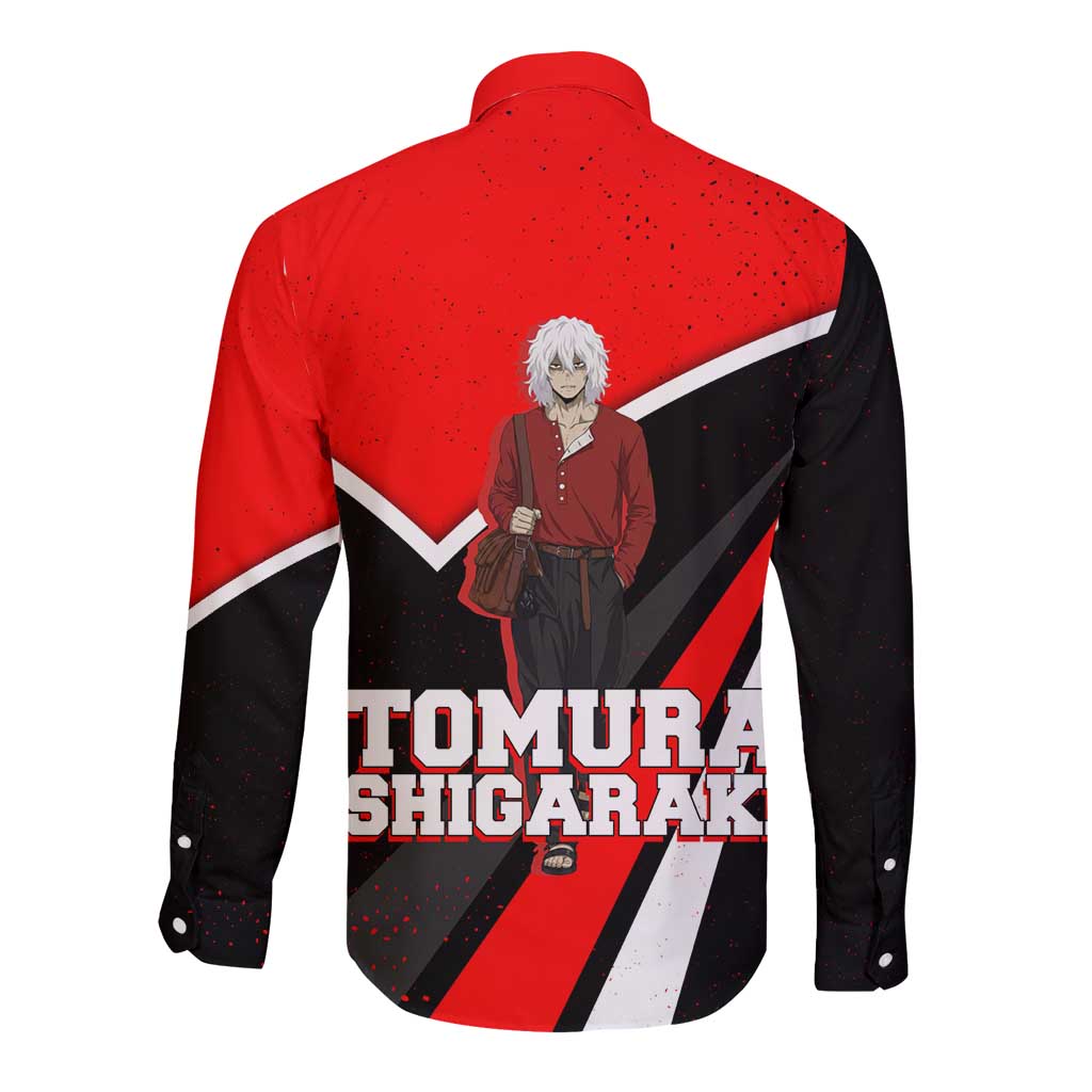 Tomura Shigaraki My Hero Academia Long Sleeve Button Shirt Anime Grunge Splatter Graphic Style
