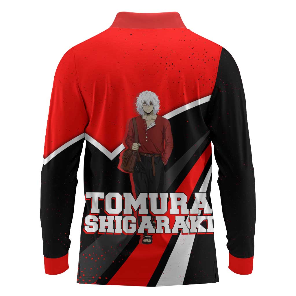 Tomura Shigaraki My Hero Academia Long Sleeve Polo Shirt Anime Grunge Splatter Graphic Style