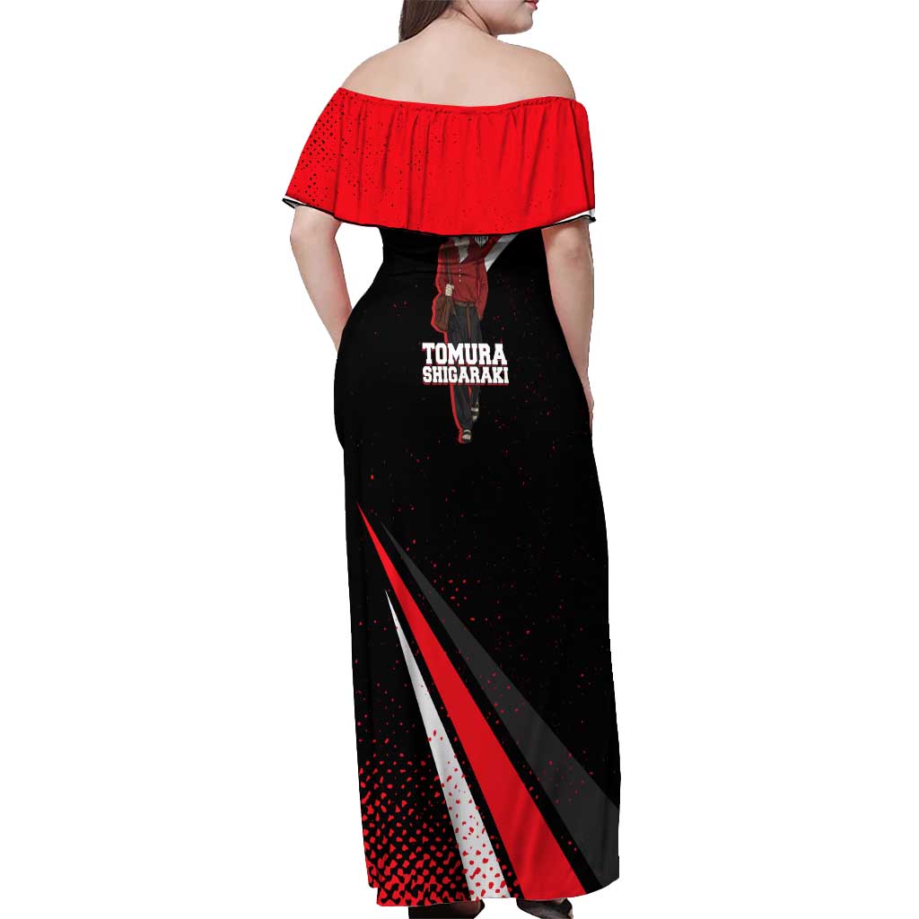 Tomura Shigaraki My Hero Academia Off Shoulder Maxi Dress Anime Grunge Splatter Graphic Style