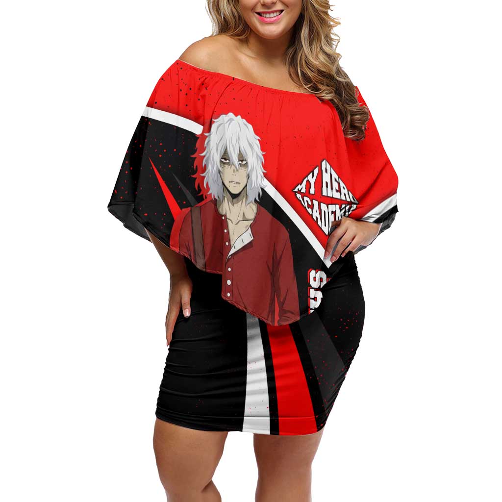 Tomura Shigaraki My Hero Academia Off Shoulder Short Dress Anime Grunge Splatter Graphic Style