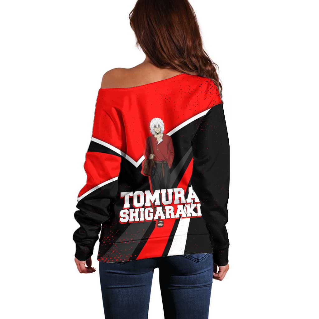 Tomura Shigaraki My Hero Academia Off Shoulder Sweater Anime Grunge Splatter Graphic Style