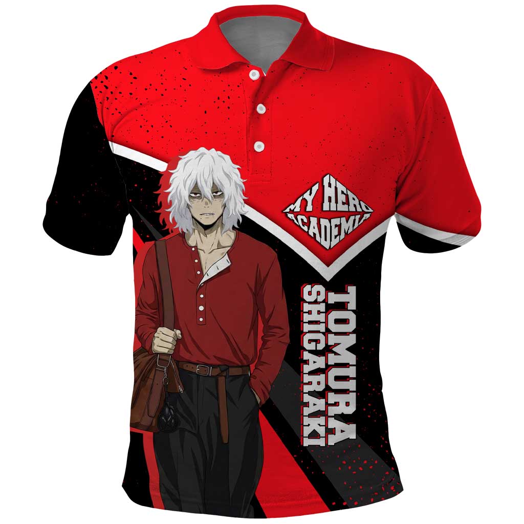 Tomura Shigaraki My Hero Academia Polo Shirt Anime Grunge Splatter Graphic Style
