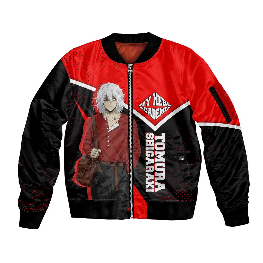 Tomura Shigaraki My Hero Academia Sleeve Zip Bomber Jacket Anime Grunge Splatter Graphic Style