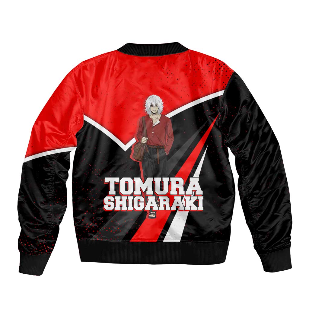 Tomura Shigaraki My Hero Academia Sleeve Zip Bomber Jacket Anime Grunge Splatter Graphic Style