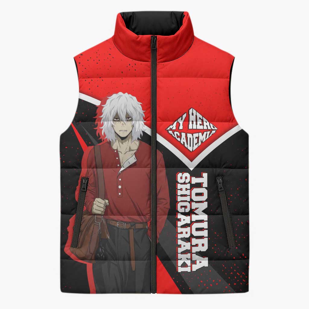 Tomura Shigaraki My Hero Academia Sleeveless Puffer Jacket Anime Grunge Splatter Graphic Style