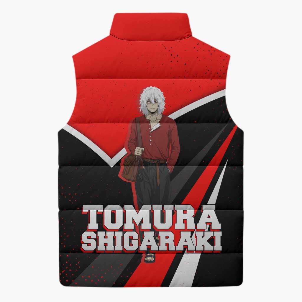 Tomura Shigaraki My Hero Academia Sleeveless Puffer Jacket Anime Grunge Splatter Graphic Style